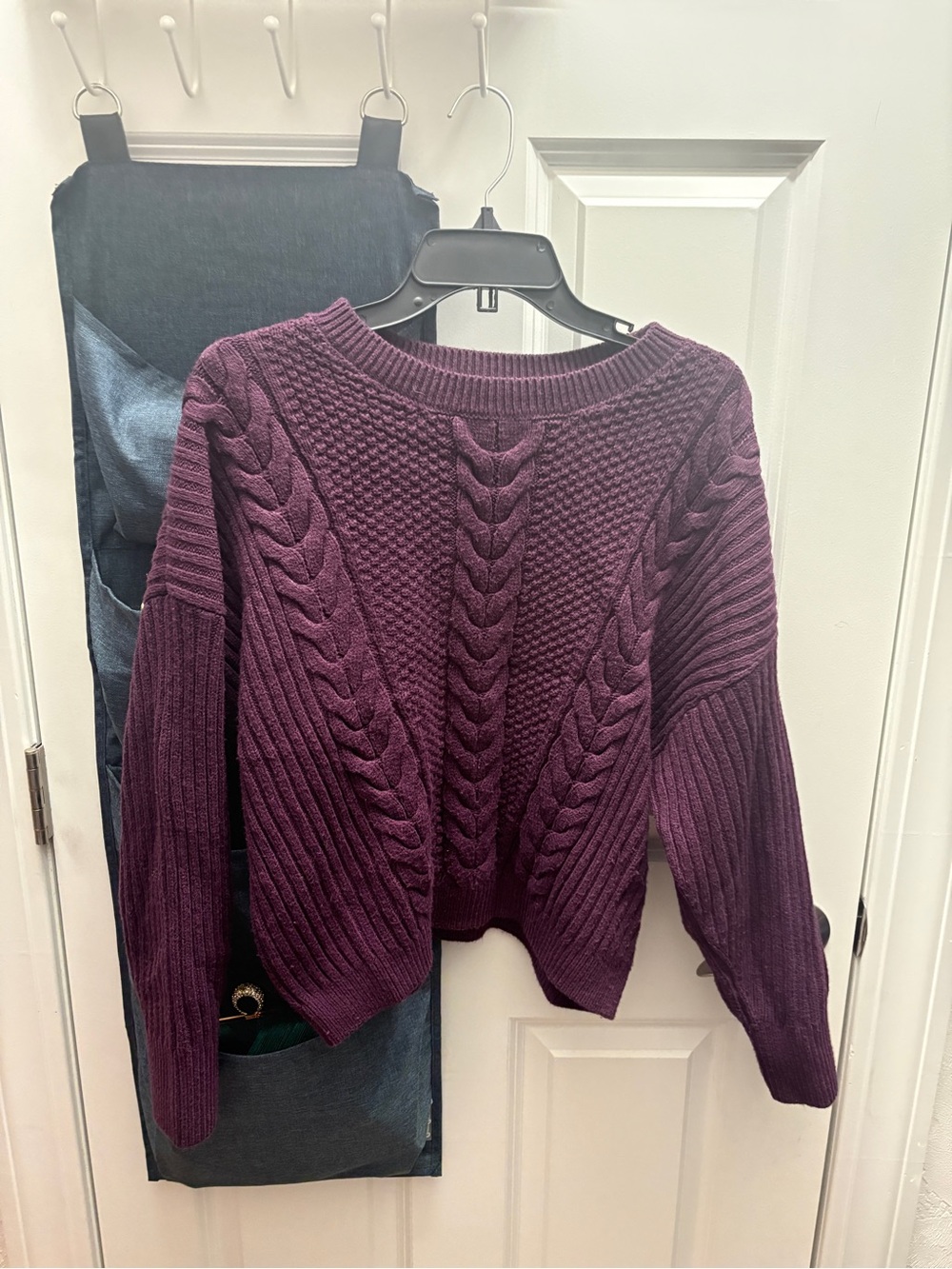 Tommy Hilfiger Cable Knit Crew Sweater - Plum